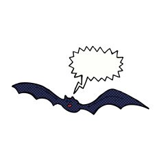 cartoon bat with speech bubble N26