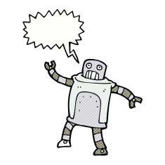 cartoon robot with speech bubble N216