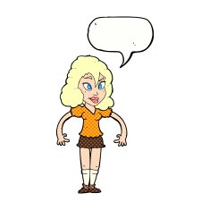 cartoon pretty woman with speech bubble N311