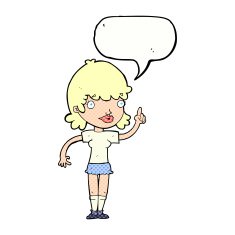cartoon woman with idea speech bubble N280