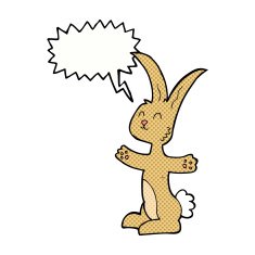 cartoon rabbit with speech bubble N99