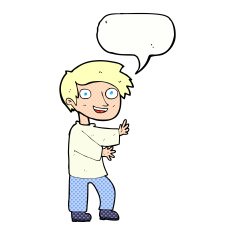 cartoon excited boy with speech bubble N162