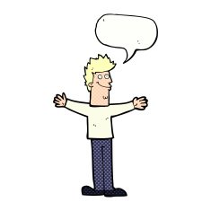 cartoon happy man with speech bubble N508