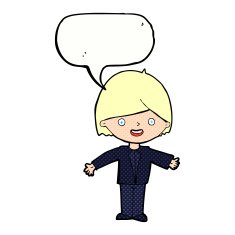 cartoon happy man with speech bubble N510