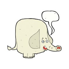 cartoon happy elephant with speech bubble N14