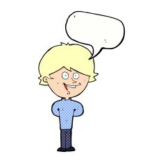Cartoon happy boy with speech bubble N266
