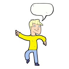 cartoon happy man pointing with speech bubble N68