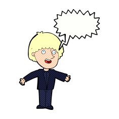 cartoon happy man with speech bubble N511