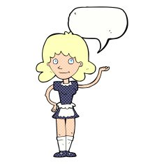 cartoon maid with speech bubble N46