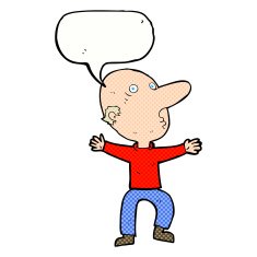 cartoon worried middle aged man with speech bubble N12