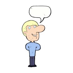 cartoon happy man with speech bubble N513
