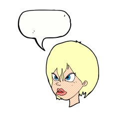 cartoon annoyed woman with speech bubble N209