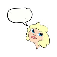 cartoon happy woman with speech bubble N288
