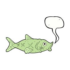cartoon fish with speech bubble N105
