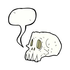 cartoon spooky skull with speech bubble N170