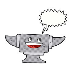 cartoon blacksmith anvil with speech bubble N4