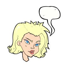 cartoon female face with speech bubble N173