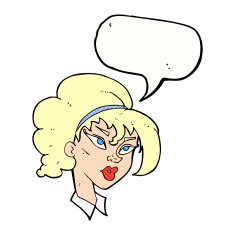 cartoon pretty woman with speech bubble N312