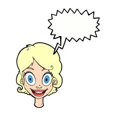 cartoon happy woman with speech bubble N289