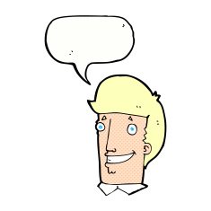 cartoon happy man with speech bubble N514