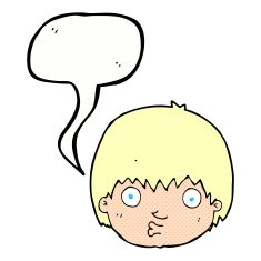 cartoon curious boy with speech bubble N41