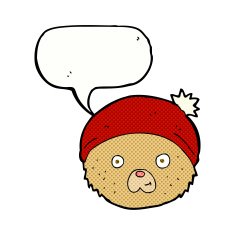 cartoon teddy bear face with speech bubble N20