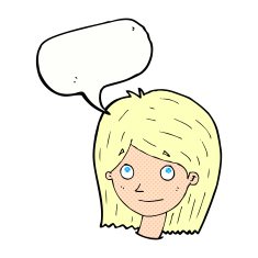 cartoon happy female face with speech bubble N212