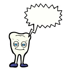 cartoon smiling tooth with speech bubble N12