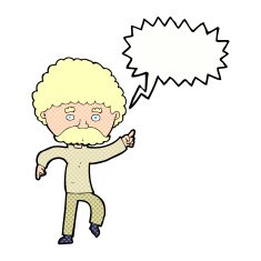 cartoon seventies style man disco dancing with speech bubble N12