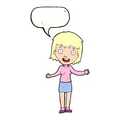 cartoon excited woman with speech bubble N146