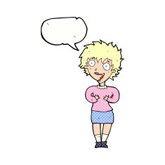 cartoon excited woman with speech bubble N148