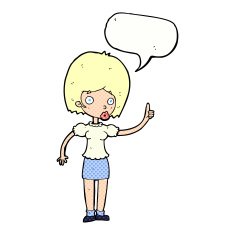cartoon woman with idea speech bubble N283