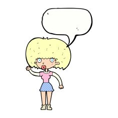 cartoon woman waving with speech bubble N374