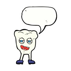 cartoon funny tooth character with speech bubble N4