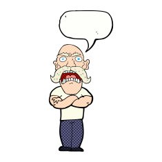 cartoon angry man with speech bubble N97