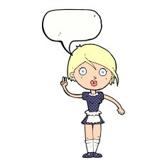 cartoon waitress making hand gesture with speech bubble N12