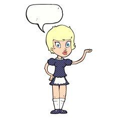 cartoon waitress with speech bubble N31
