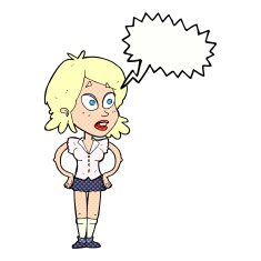 cartoon woman with hands on hips speech bubble N244