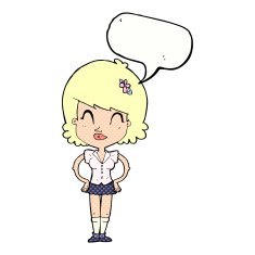 cartoon happy woman with speech bubble N292