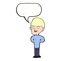 cartoon happy man with speech bubble N517