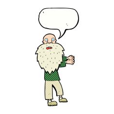 cartoon bearded old man with speech bubble N44