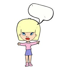cartoon woman pointing with speech bubble N244