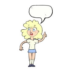 cartoon woman making point with speech bubble N24