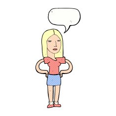 cartoon woman with hands on hips speech bubble N246