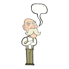 cartoon angry old man with speech bubble N165