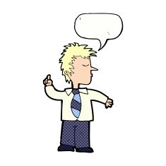 cartoon man making his point with speech bubble N12