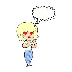 cartoon woman in love with speech bubble N12