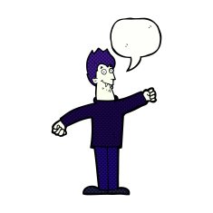 cartoon happy vampire with speech bubble N48