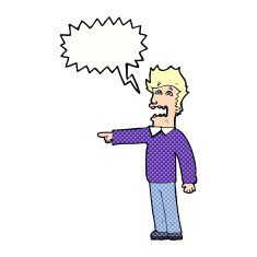 cartoon man accusing with speech bubble N24