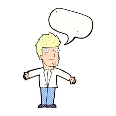 cartoon confused man with speech bubble N45